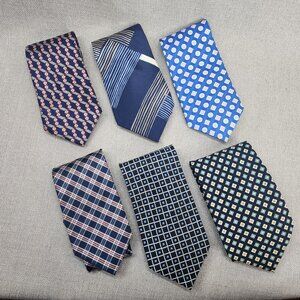 Don Loper J.S. Blank Rooster Oleg Cassini Men's Silk Ties Blue Mix Lot of 6